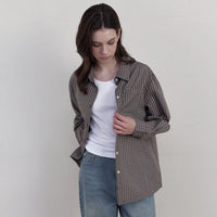 Korean Collection Mellow Check Shirt – Mocha Brown (Instock)
