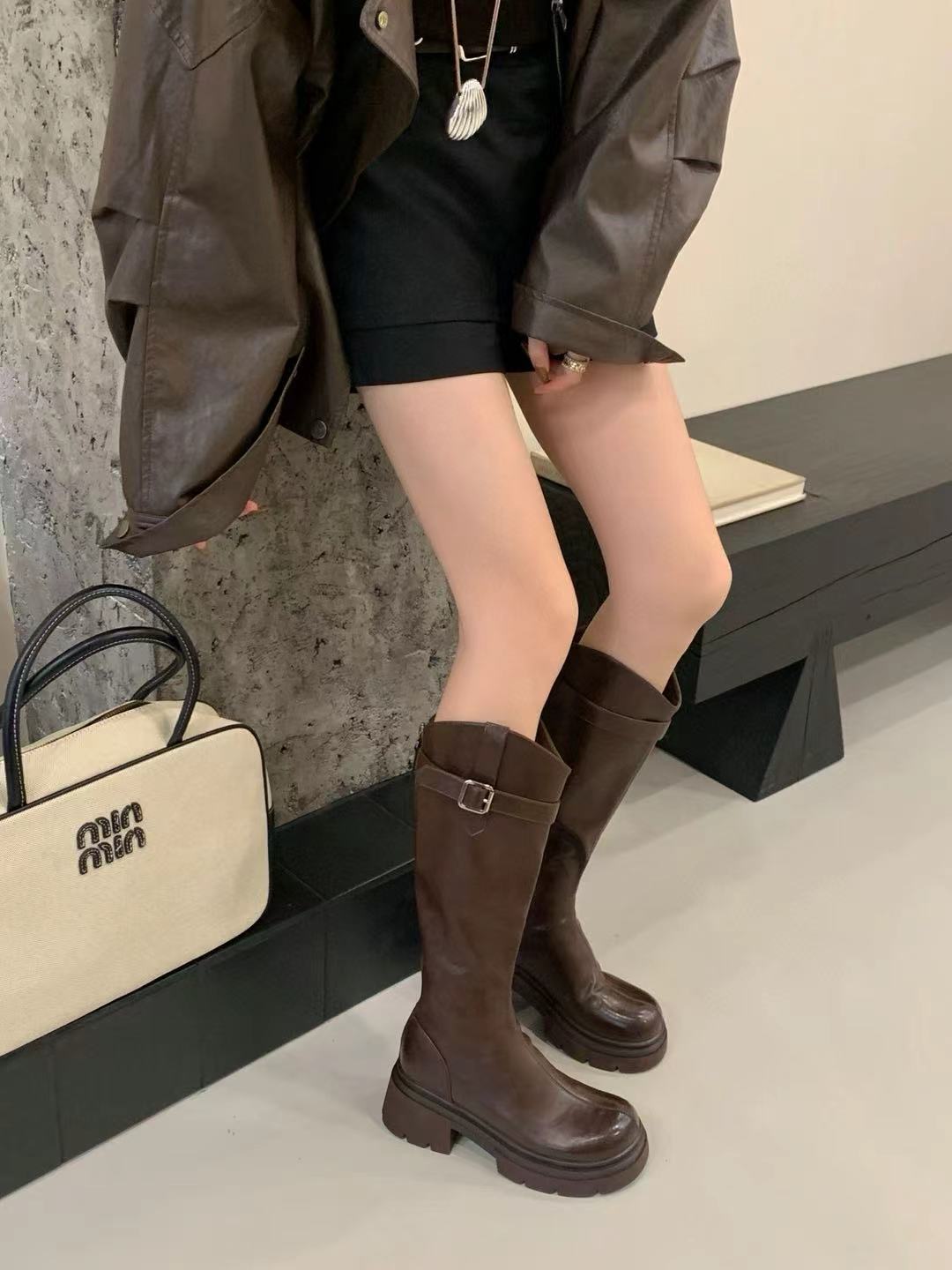 Kelly Designs Buckle Strap Knee-High Platform Boots (2 Colors) (Instock)