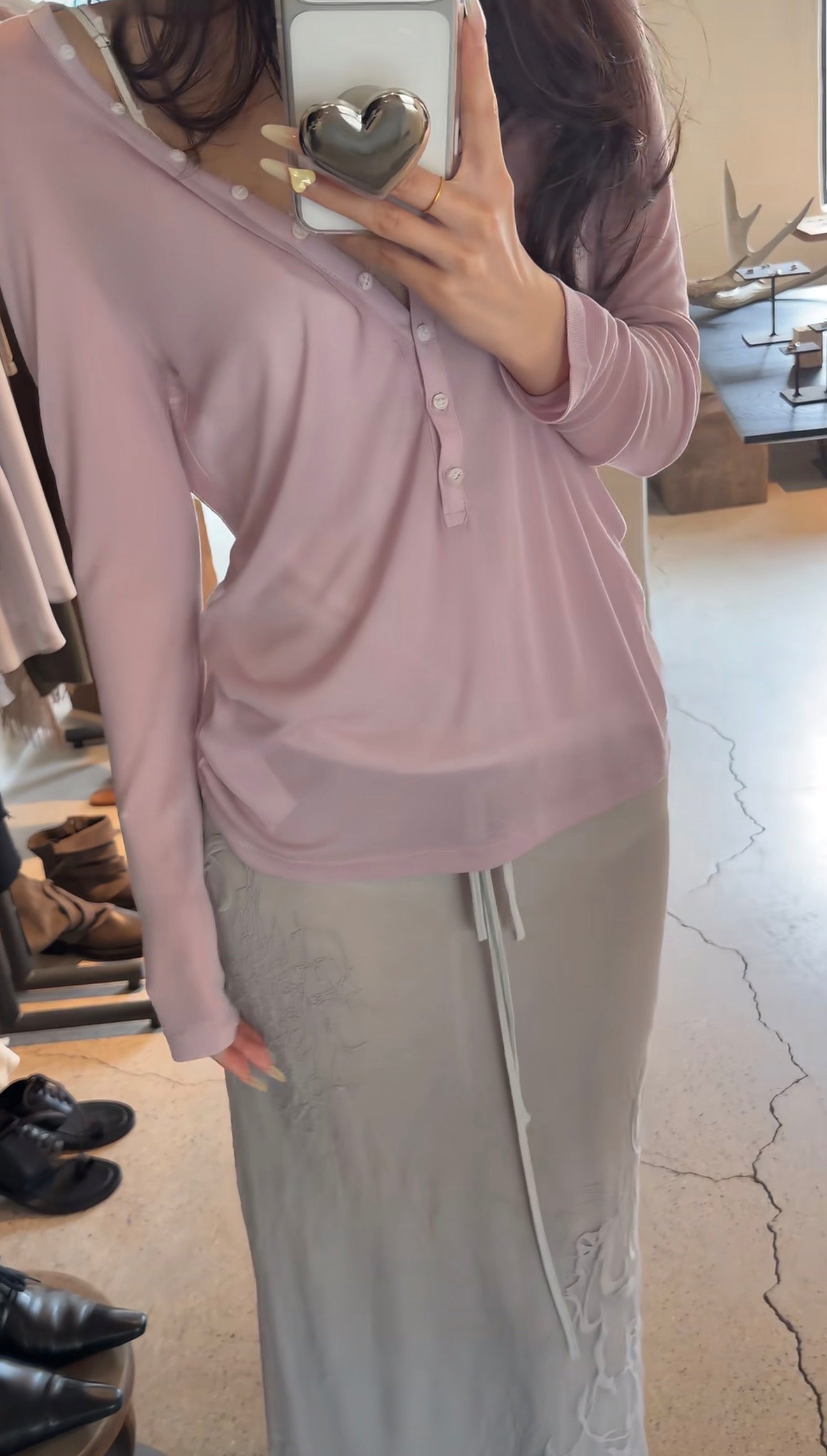 Korean Verso Henley V-neck Top (Instock)