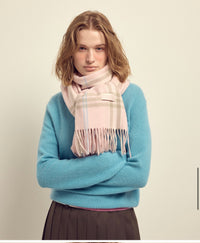 Mardi Mercredi Wool Check Muffler Scarf – Pink/Contain Mardi Gift Box (Instock)
