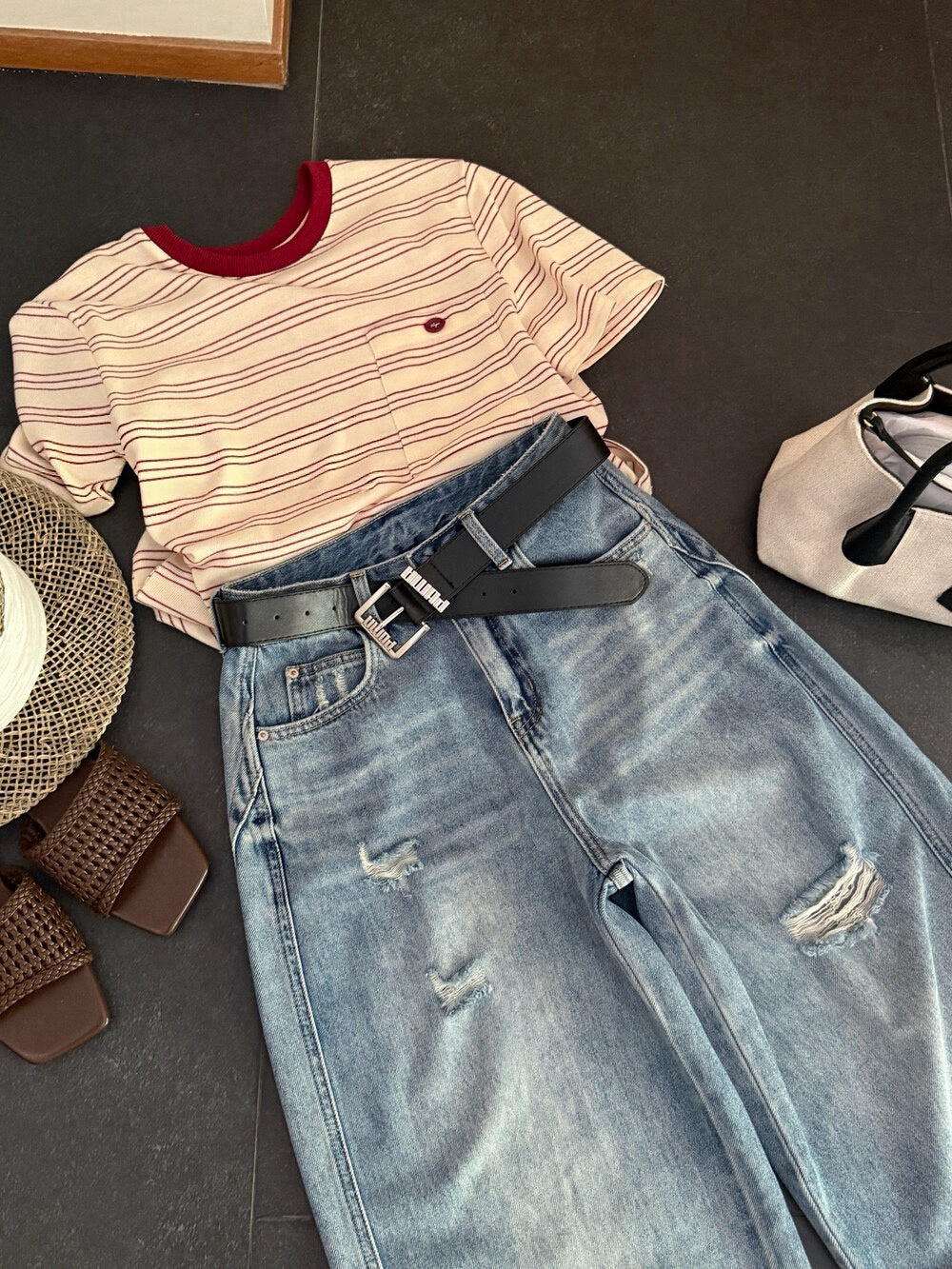 Kelly Designs Casual Blue Jeans With Belt(Instock)