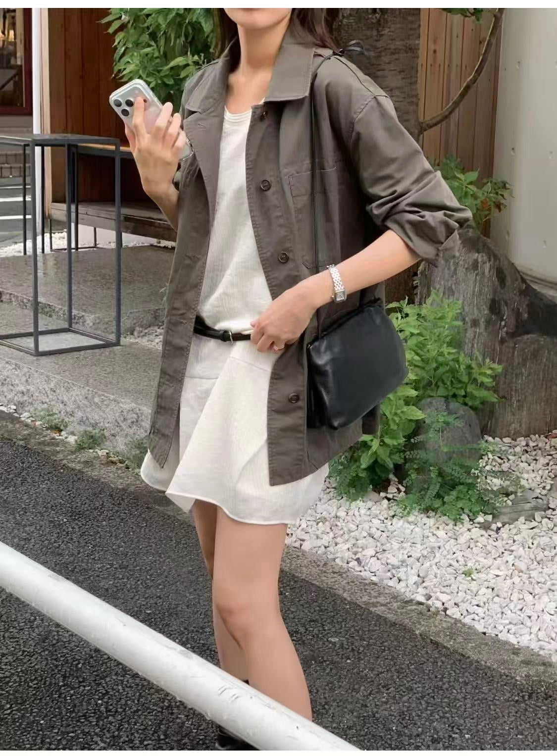 Korean APM Collection Ounce Lightweight Cotton Oversized Jacket – Mocha Brown (Instock)