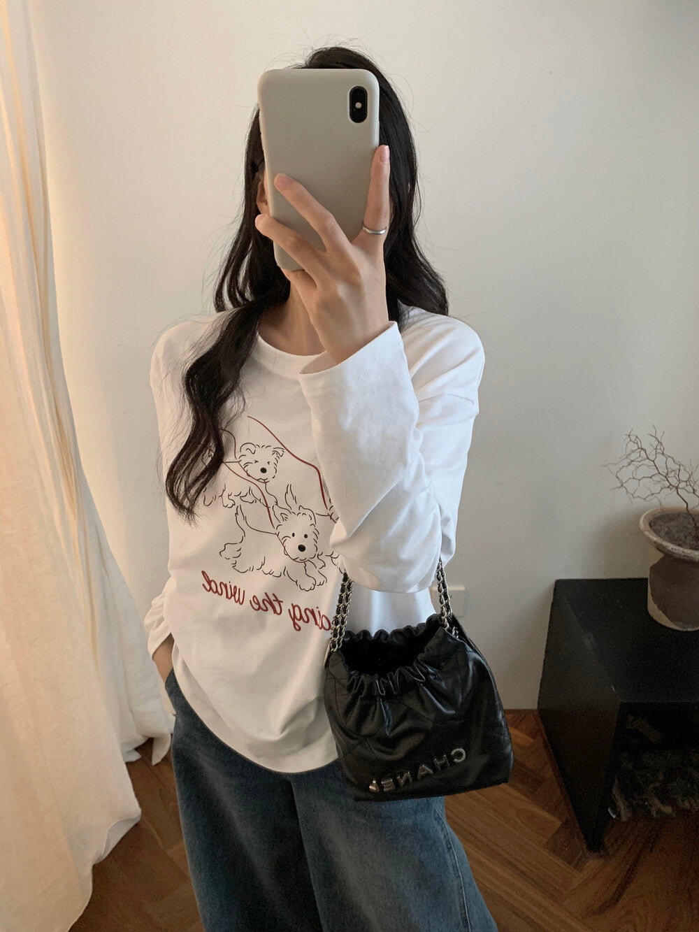 Kelly Designs “Chasing the Wind” Puppy Graphic Long-Sleeve Tee(Instock)