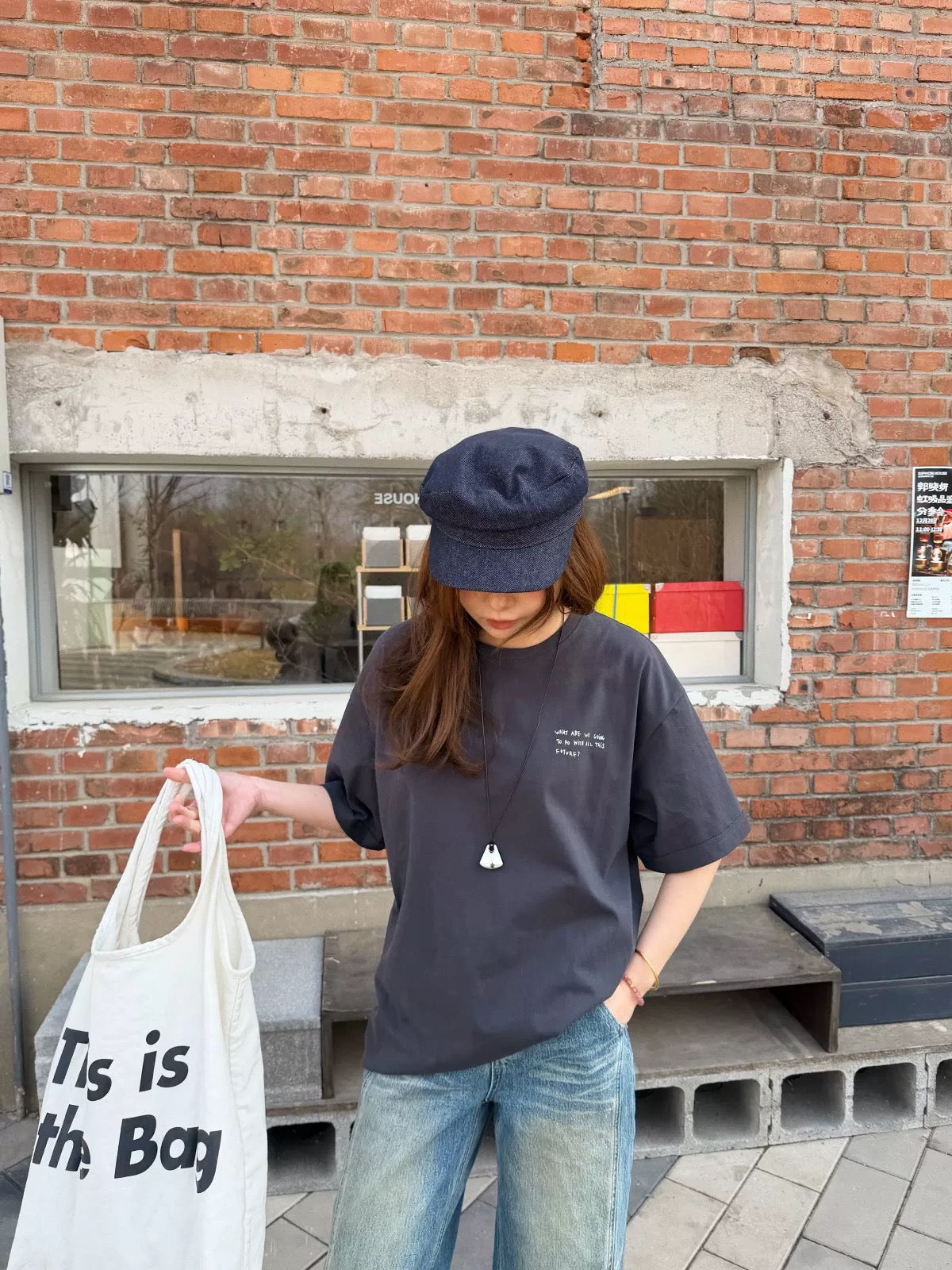 Kelly Designs Cartoons Oversize Charcoal TShirt (Instock)