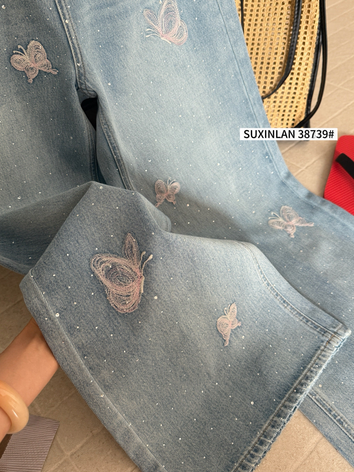 Kelly Designs Four Season Embroidery Butterflies Jeans(Instock)