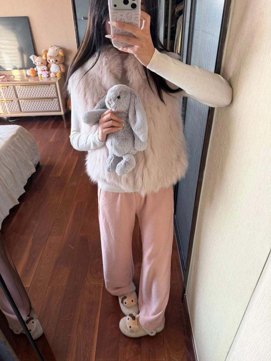 Kelly Designs 4 Colors Fox Fur Trim Vest with Car Stripe Design (Instock)