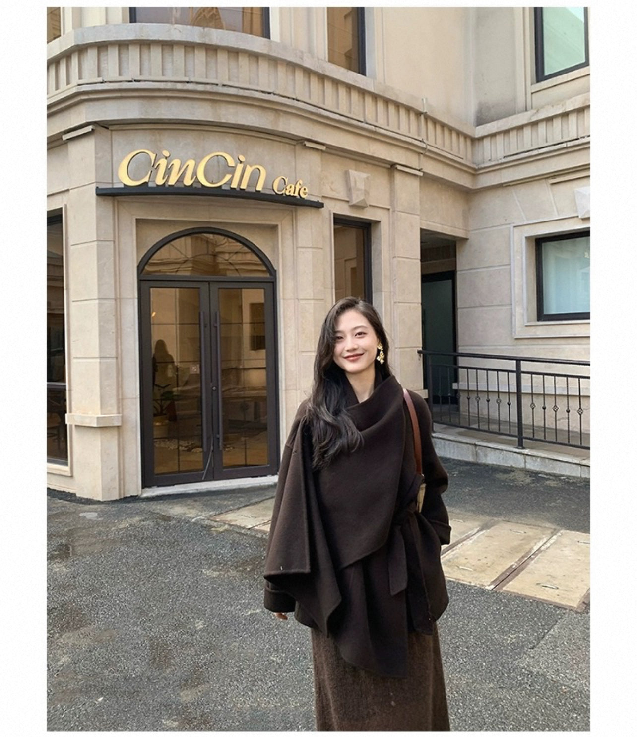 Kelly Designs Wool Brown Scarf Coat (Instock)