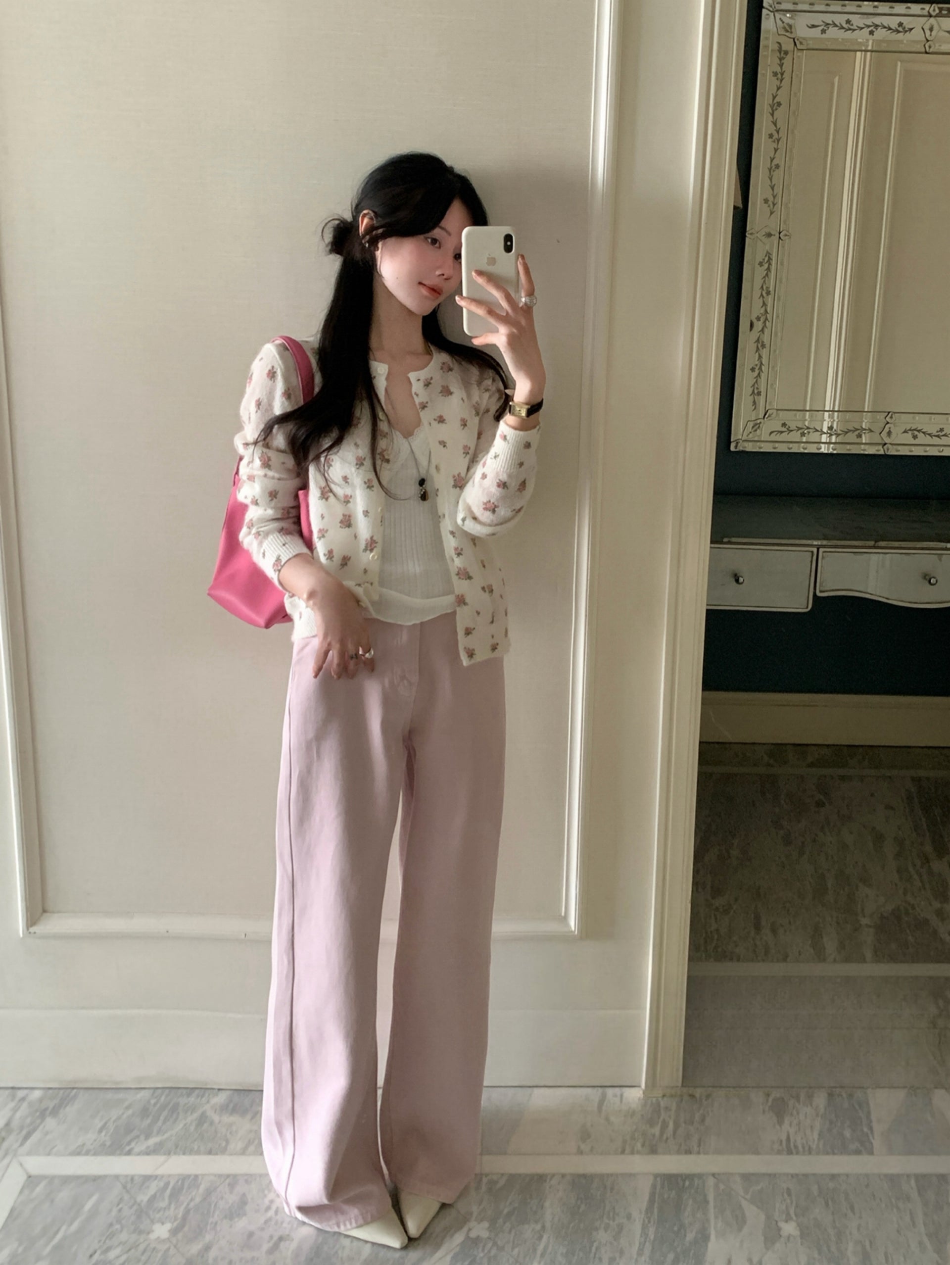 Kelly Designs Soft Pink Straight-Leg Jeans – Vintage Casual Fit(Instock)