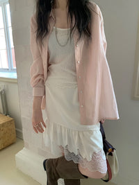 Korean APM Collection Spring Shirt-Khaki/Pink (Instock)