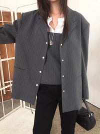 Korean APM Collection Cashmere Blend Pinstripe Blazer - 2 Colors (Instock)