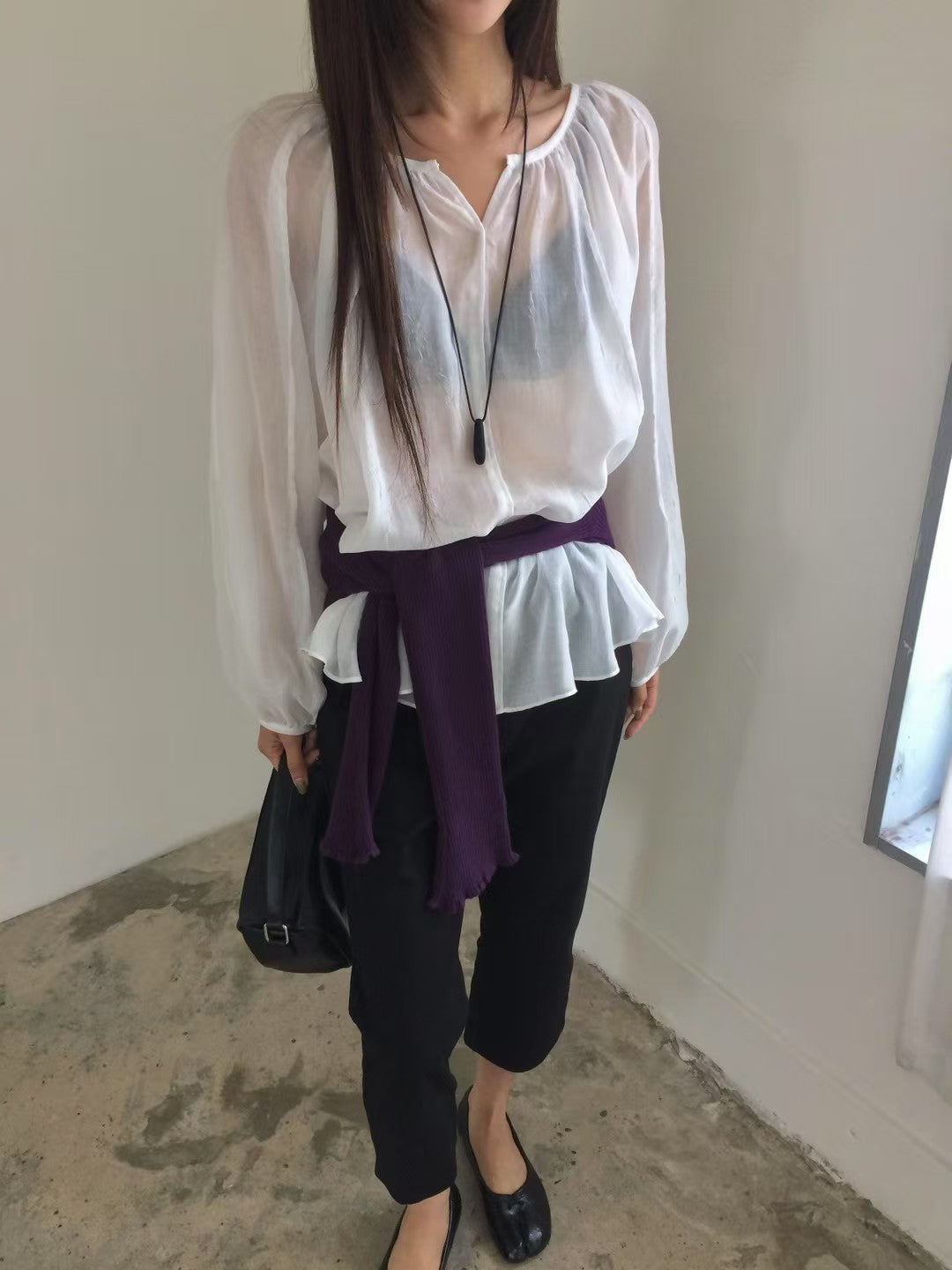 Korean Minimal Drop Pendant Cord Necklace (Instock)