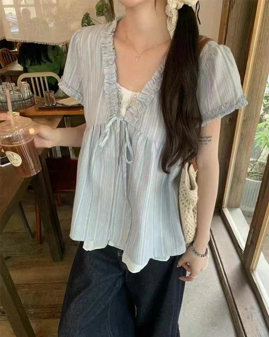 Kelly Designs Fake Light Blue Blouse (Instock)