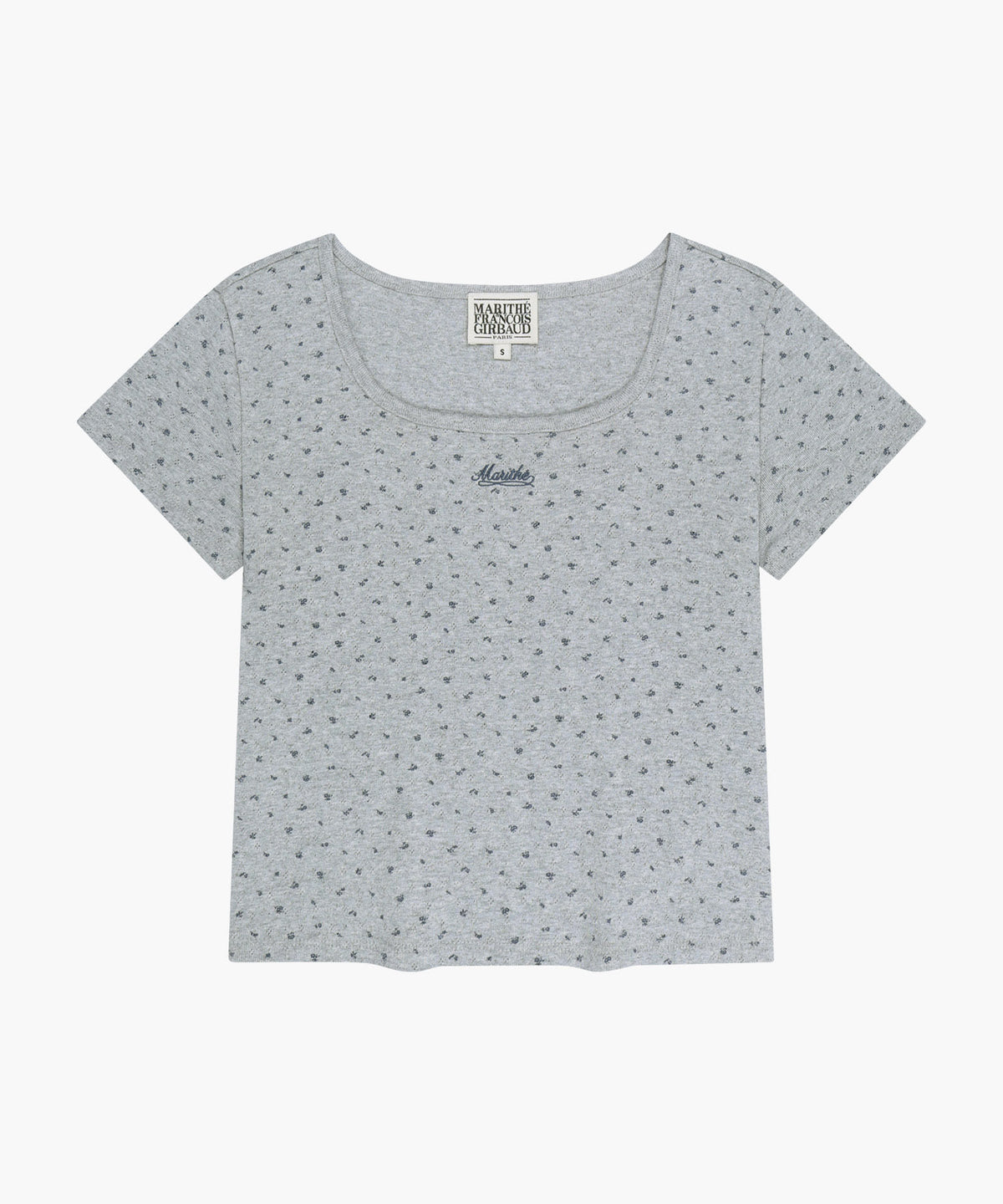 Marithe W FLOWER SLIM CROP TEE melange gray (Instock)