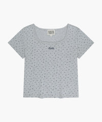 Marithe W FLOWER SLIM CROP TEE melange gray (Instock)