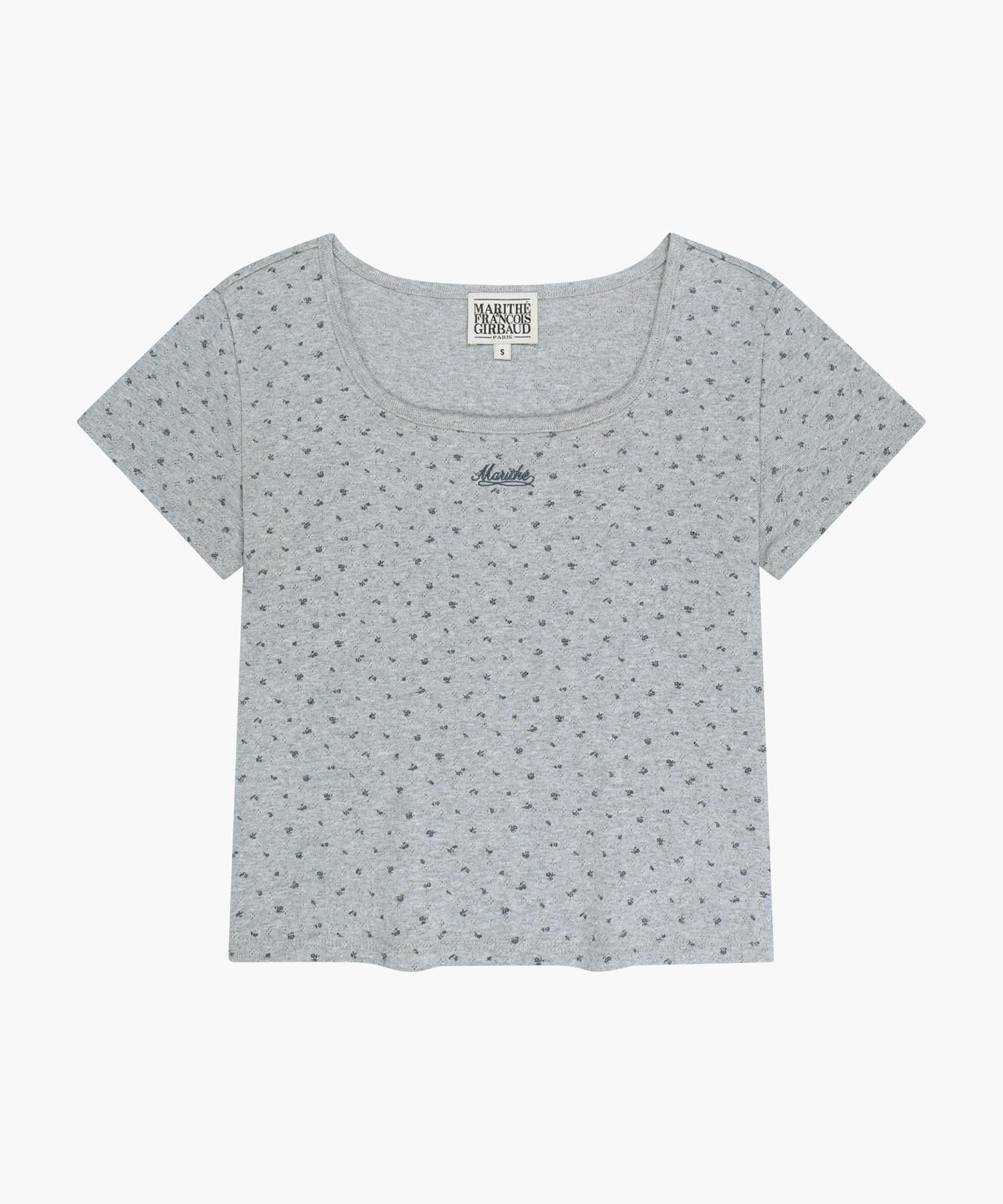 Marithe W FLOWER SLIM CROP TEE melange gray (Instock)