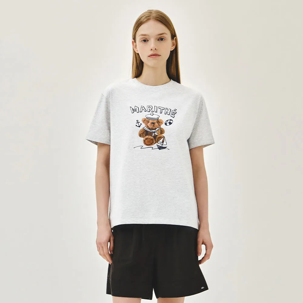 Marithé François Girbaud Marine Bear Graphic Tee – White (Instock)
