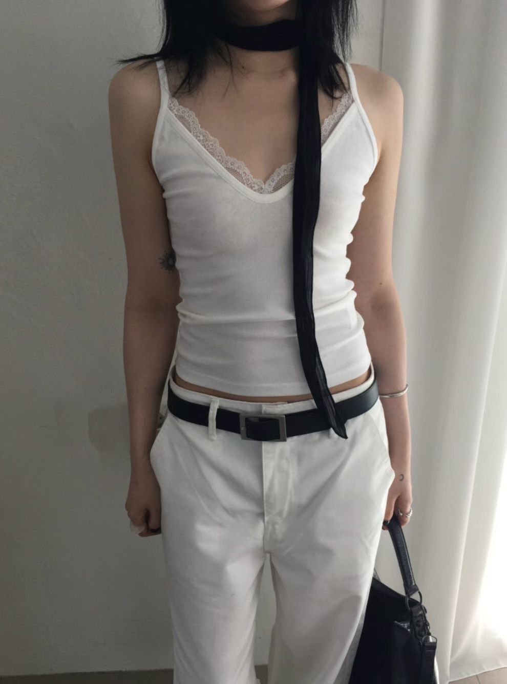 Korean APM Collection Lace V Neck Cami White Top (Instock)