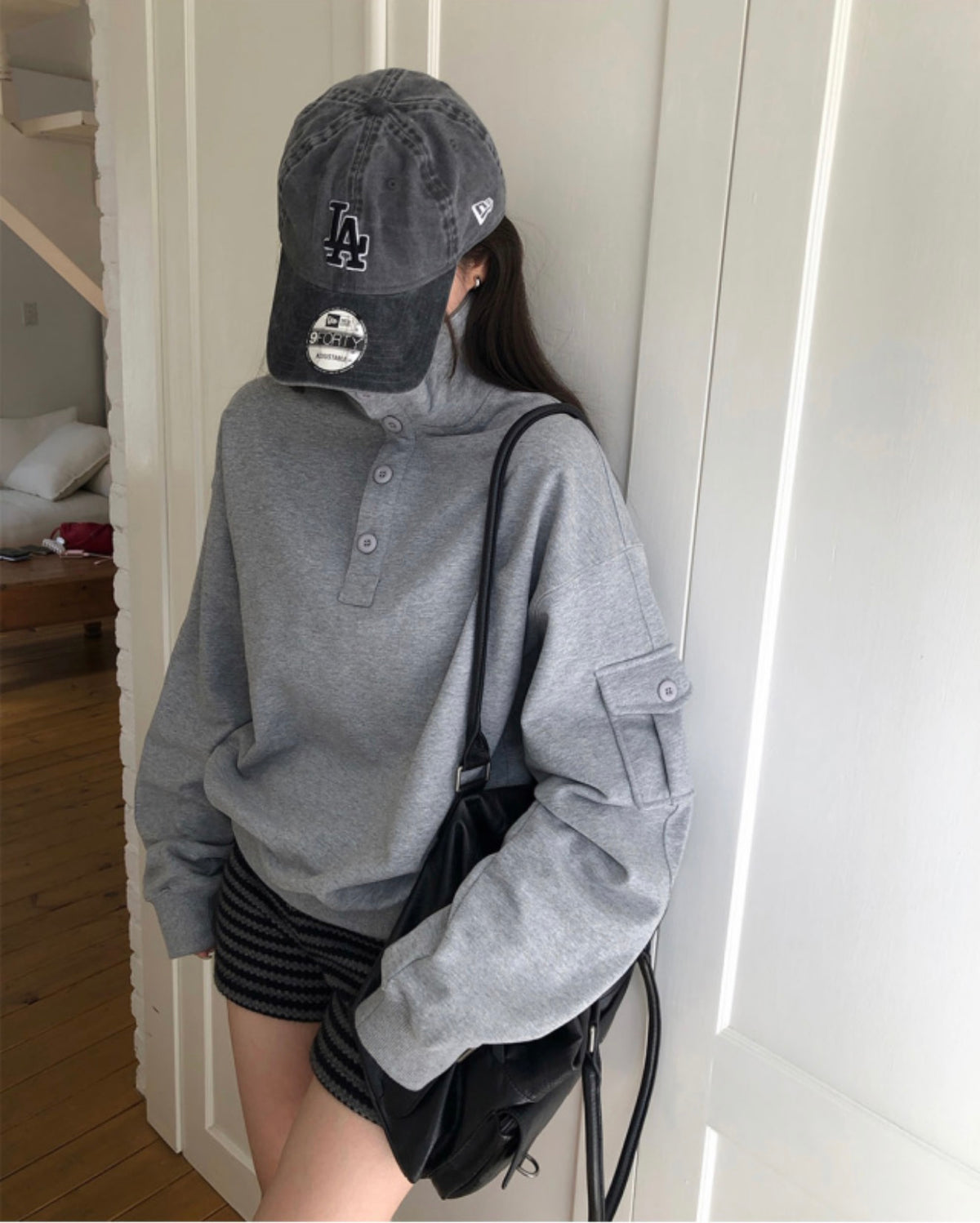 Korean Collection Loose-Fit High-Neck Sweatshirt (Instock)