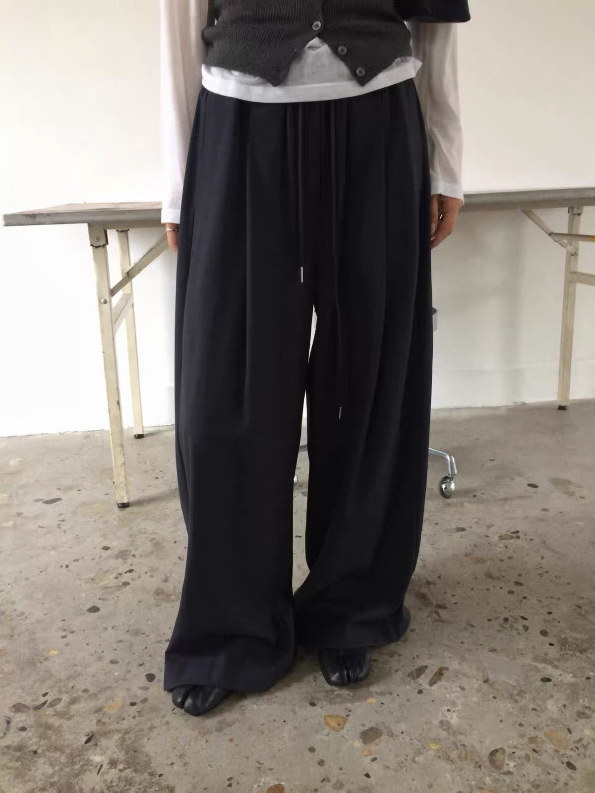 Korean APM Collection Relaxed Wide-Leg Drawstring Trousers (Instock)