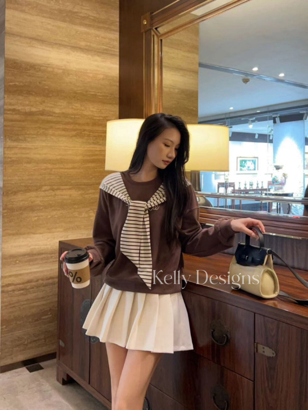 Kelly Designs Fake 2Pc Brown Sweater (Instock)