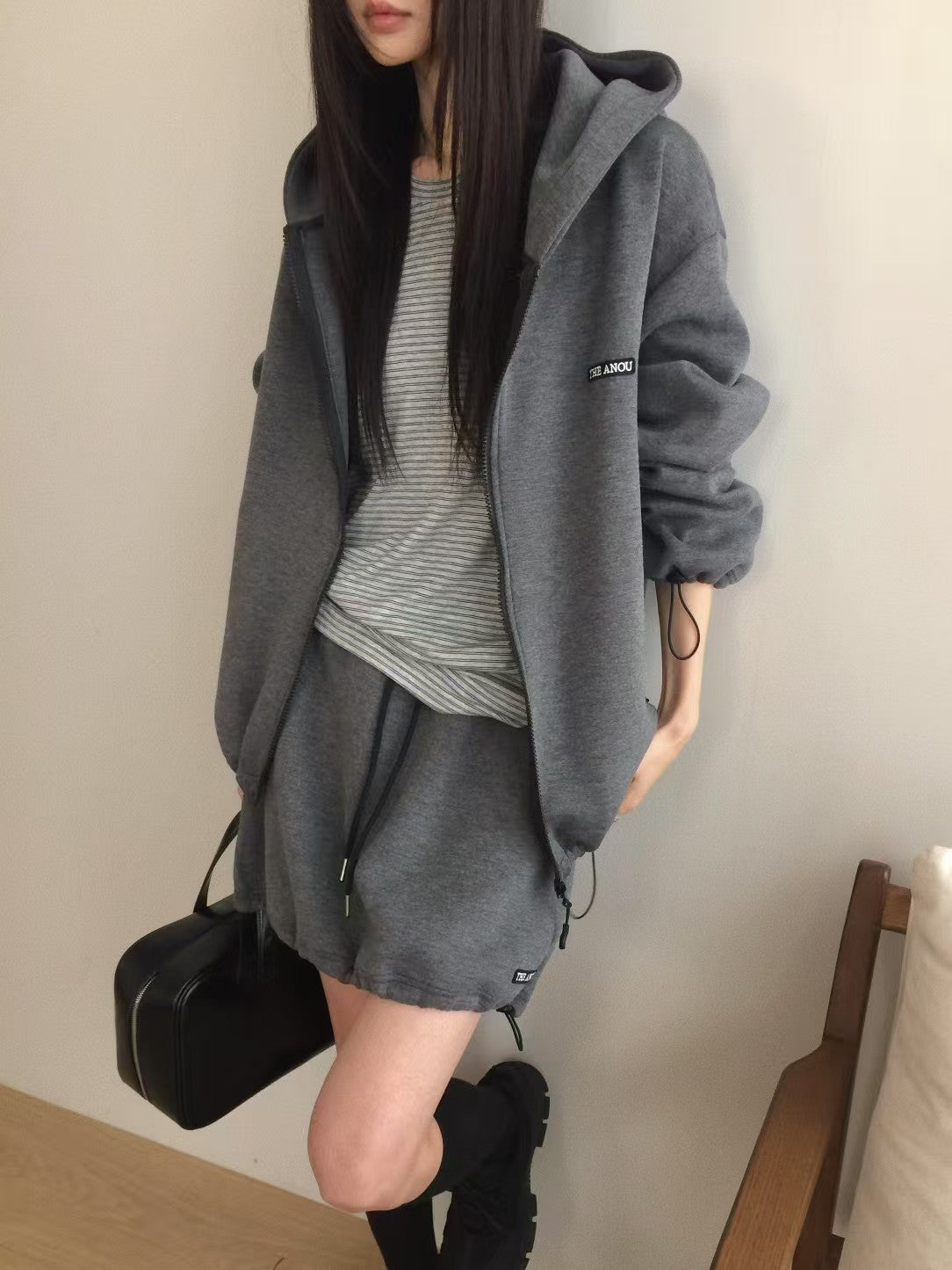 Korean APM Collection Spring Casual Skirt-Navy/Grey (Instock)