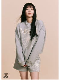 Mardi Mercredi Sweatshirt FLOWERMARDI NEEDLEWORK_Grey White(Preorder)