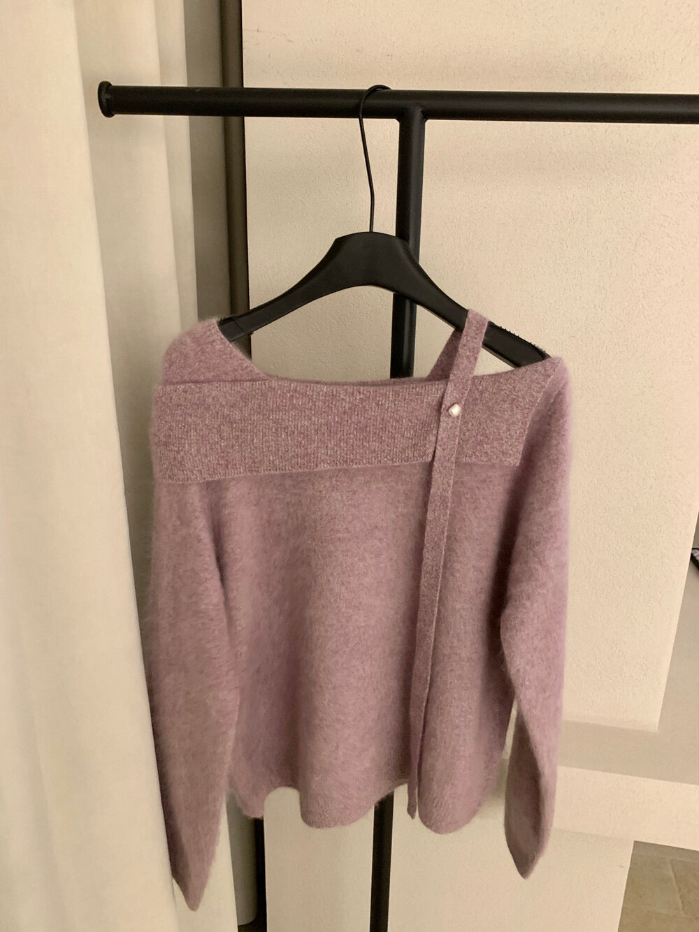 Kelly Designs 95.8% Wool Asymmetric Off-Shoulder Knit Sweater (Instock)