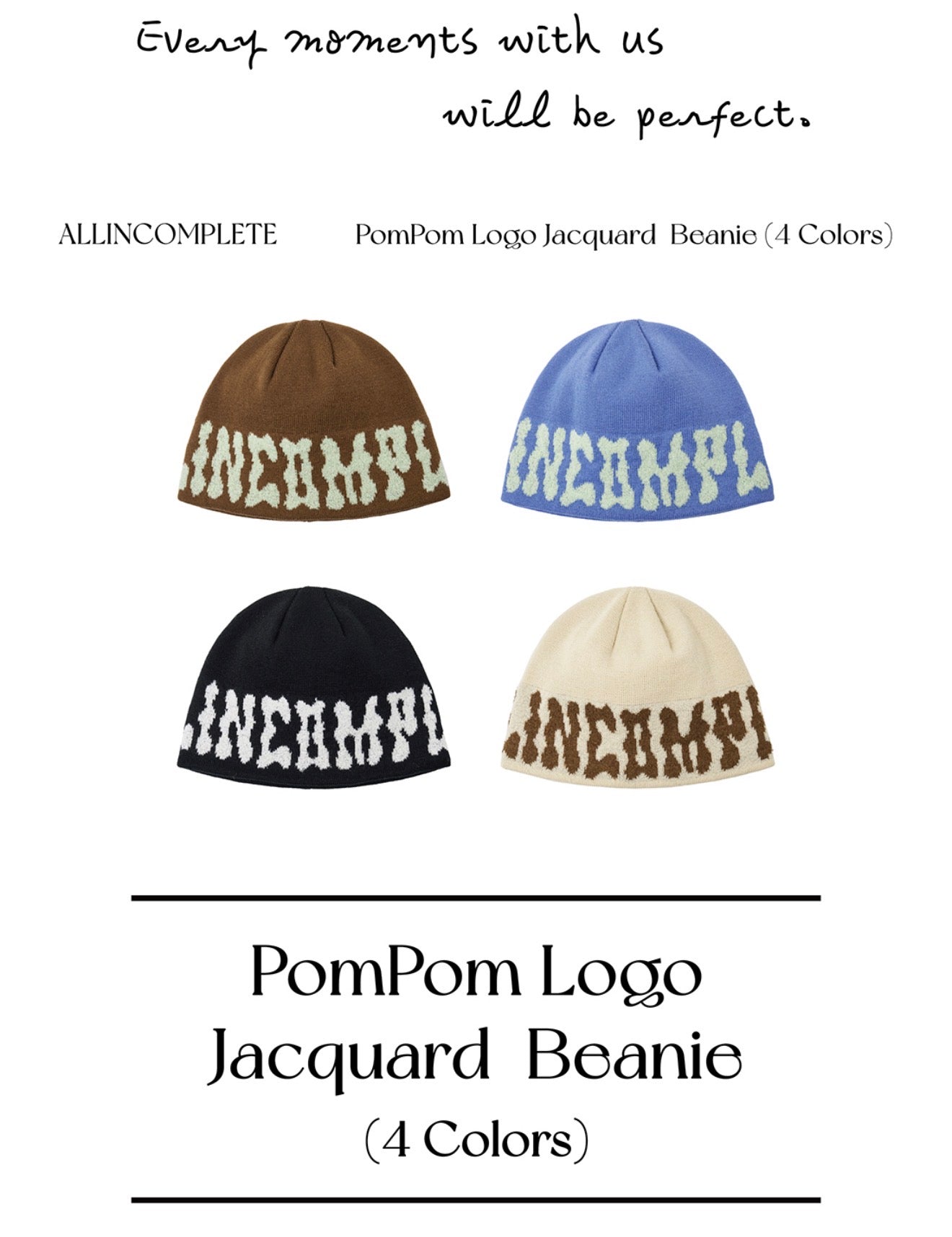 Korean BTS V Inspired Logo Jacquard Knit Beanie (Preorder)