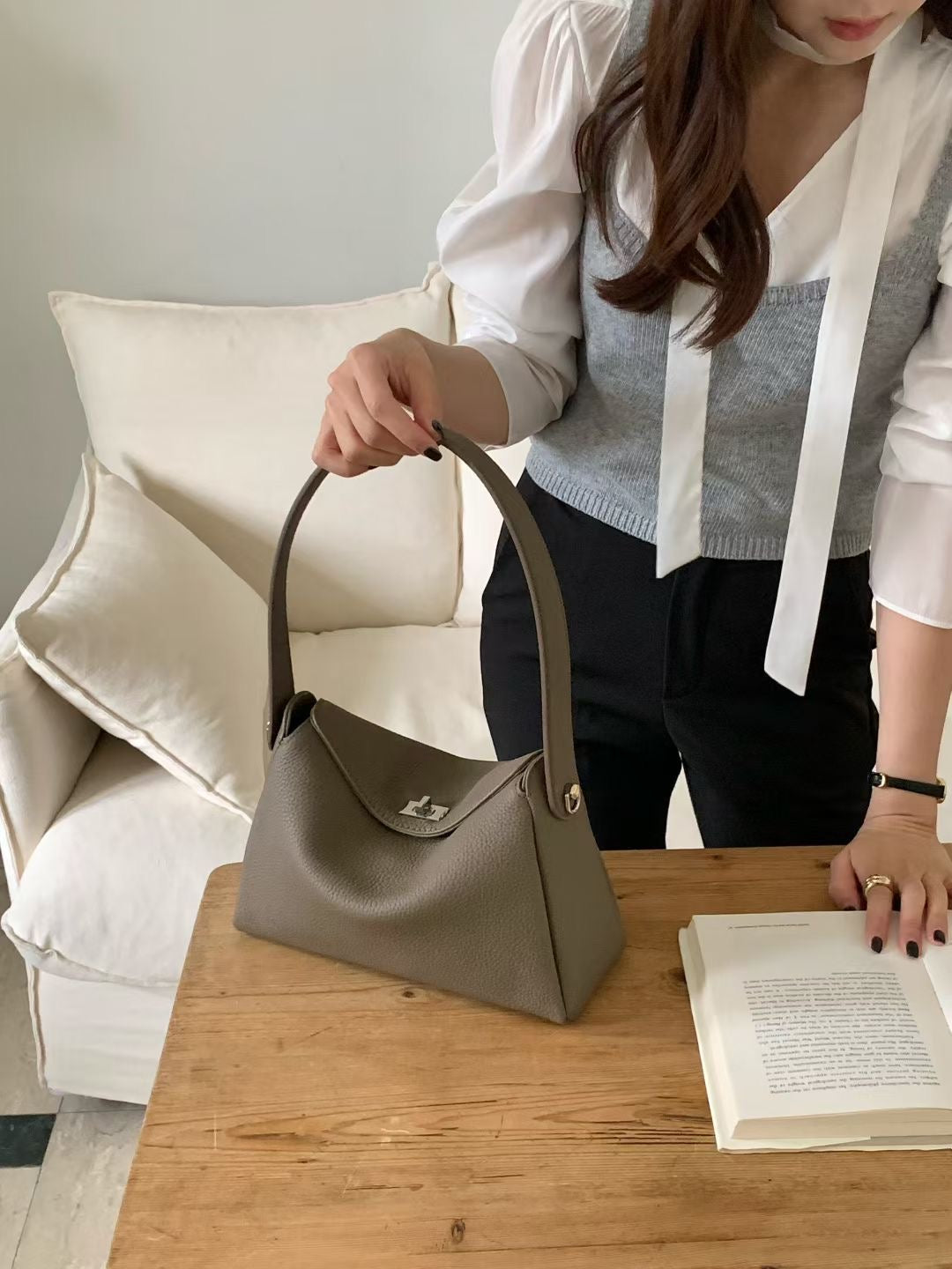 Korean APM Collection Three Colors Leather Bag-2 Straps (Instock)