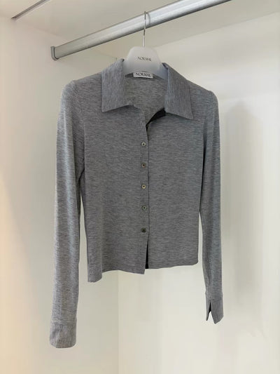 Korean APM Collection Sheer Collar Button Long Sleeve Top (Instock)