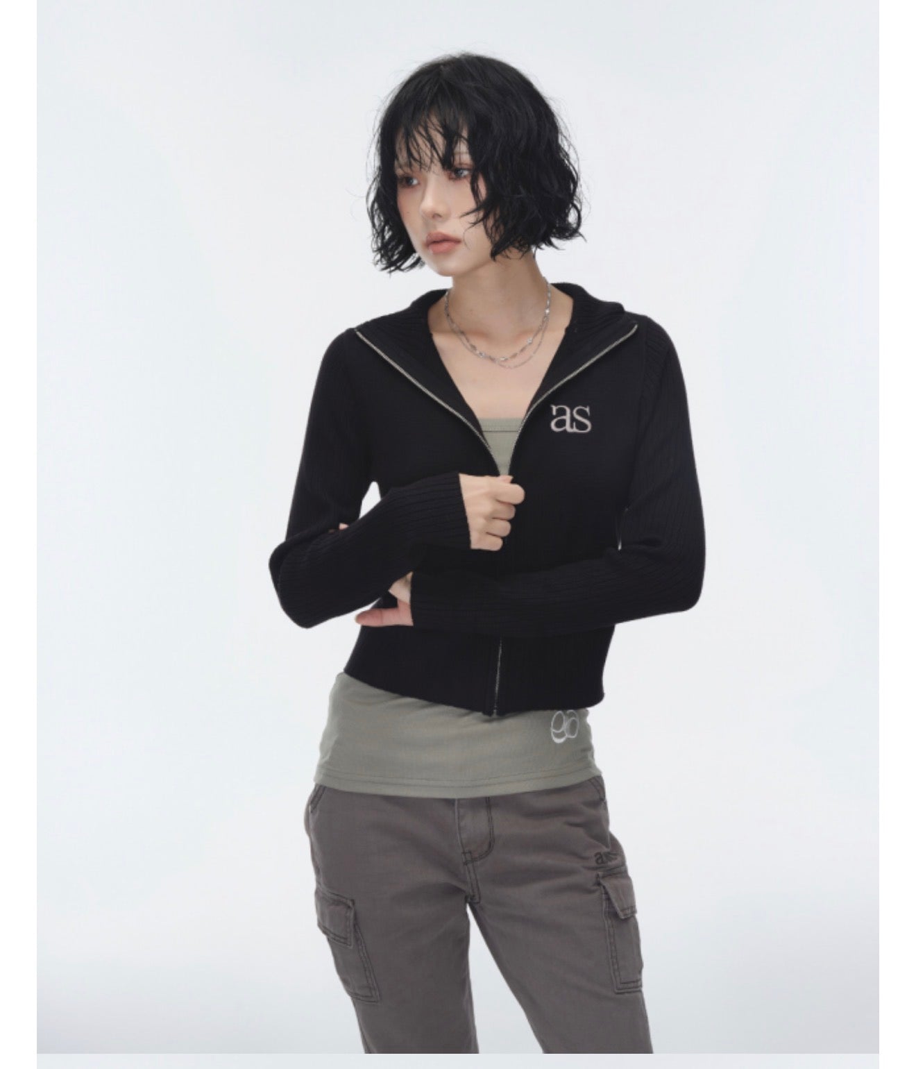 Ason Maron Knit Zip-Up – Black (Instock)