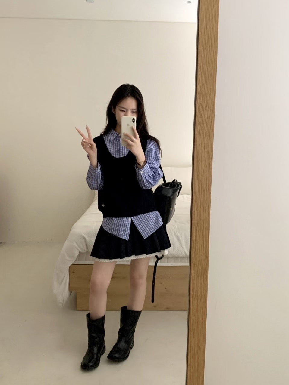 Kelly Designs Plaid Navy Shirt and Vest (Instock)