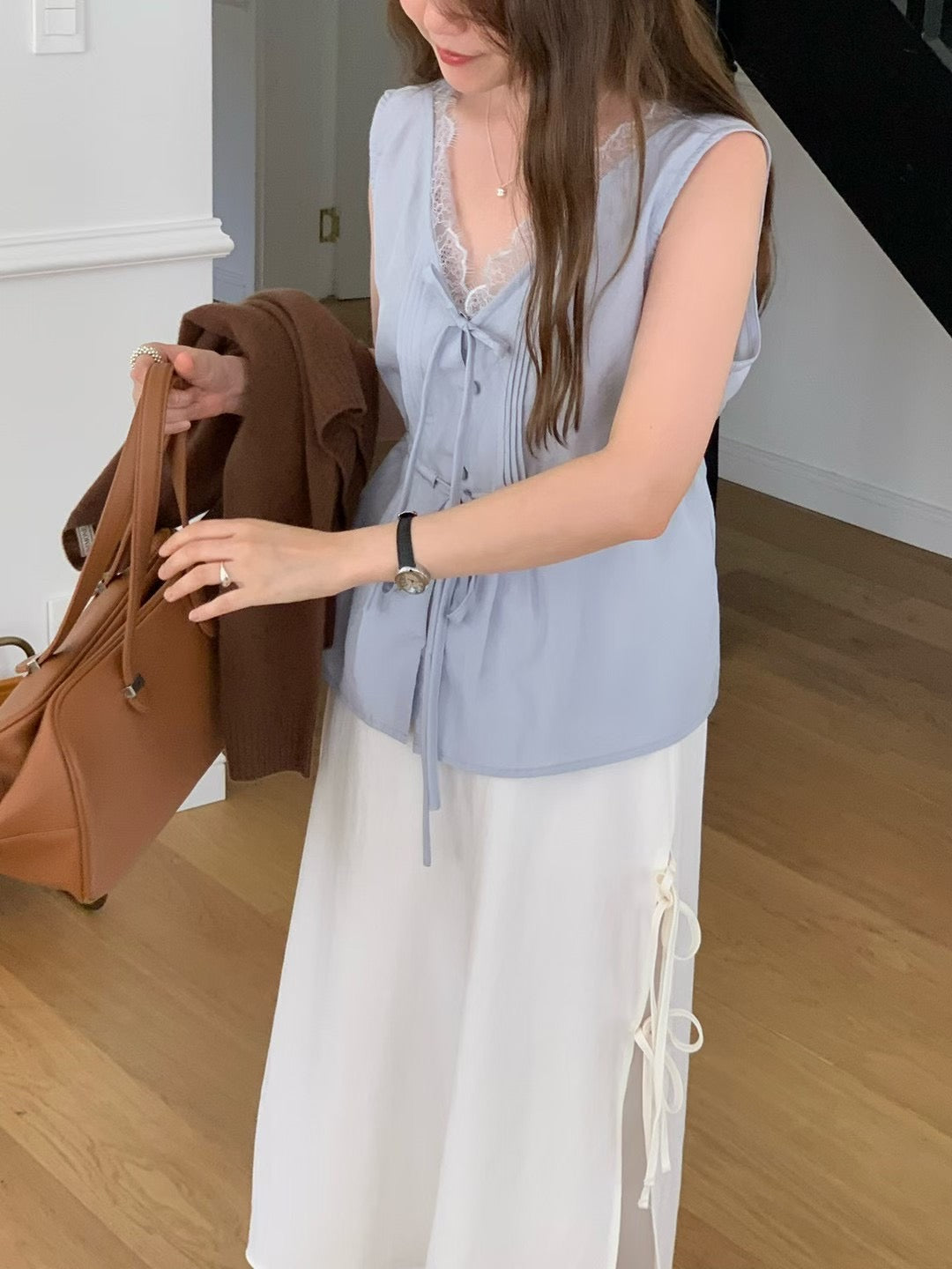 Korean APM Collection Lace Blue Top (Instock)