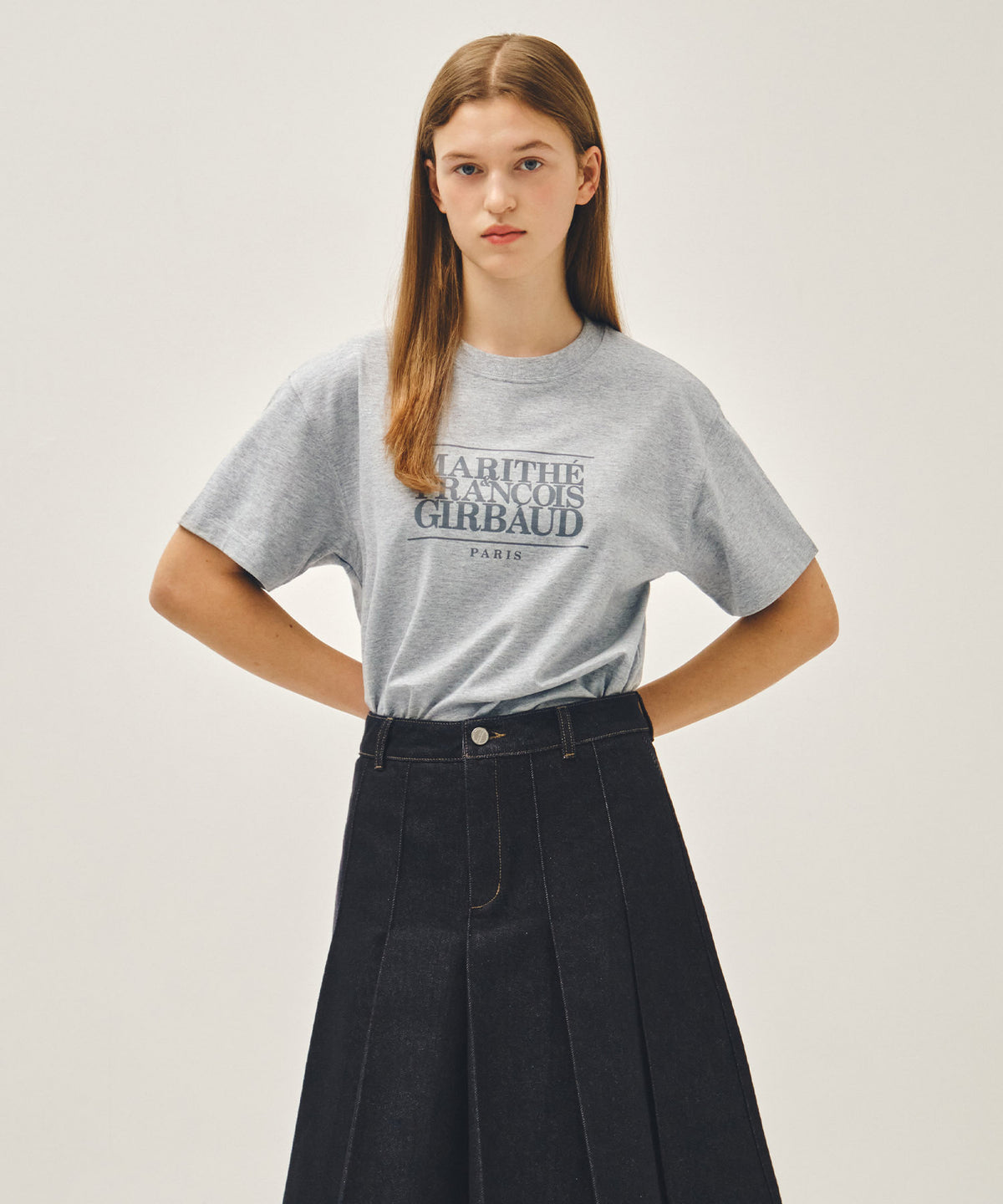 Marithe T-SHIRT LOGO CLASSIQUE gris chiné (En stock)