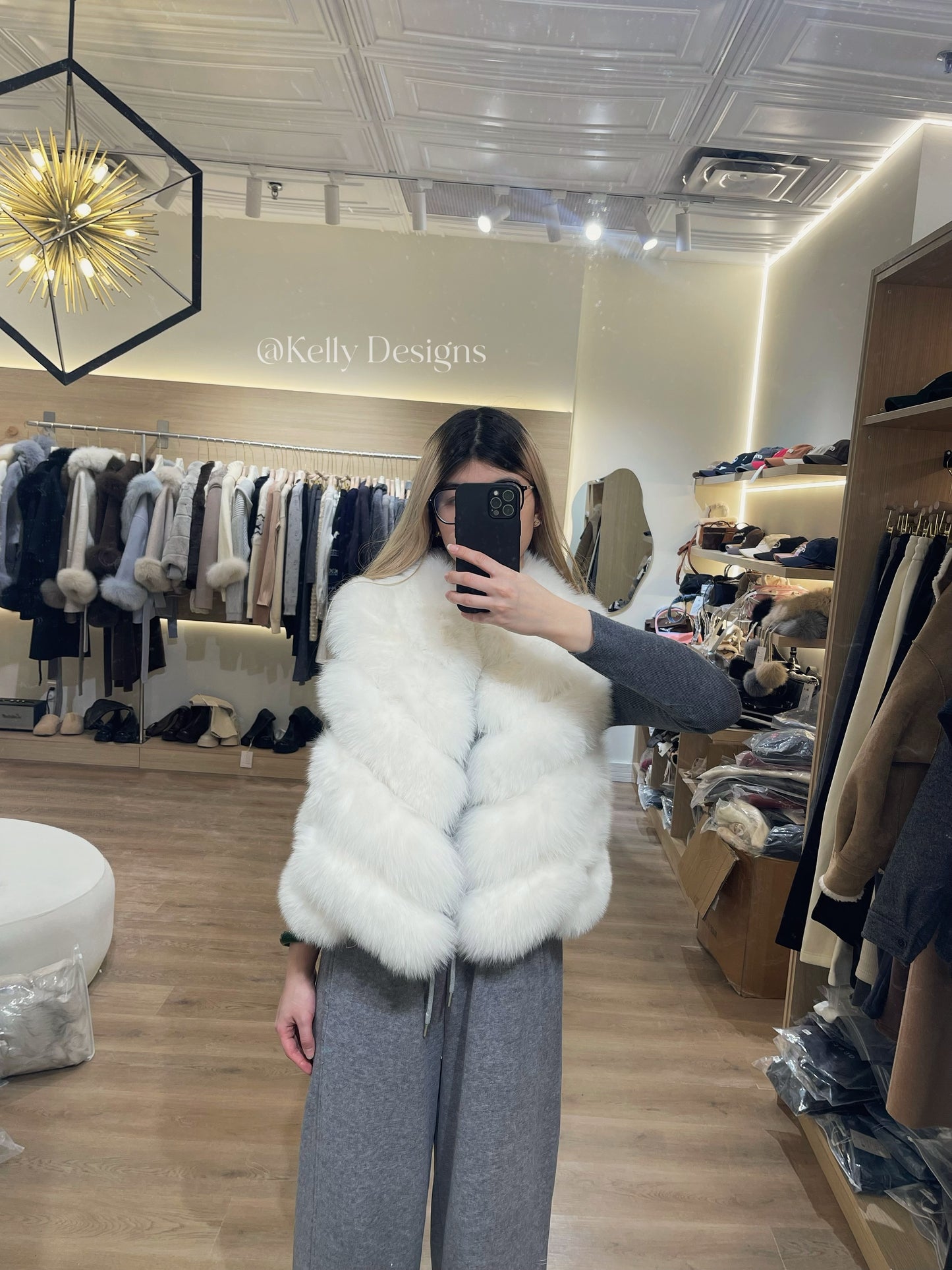Kelly Designs Fox Fur White Vest (Instock)