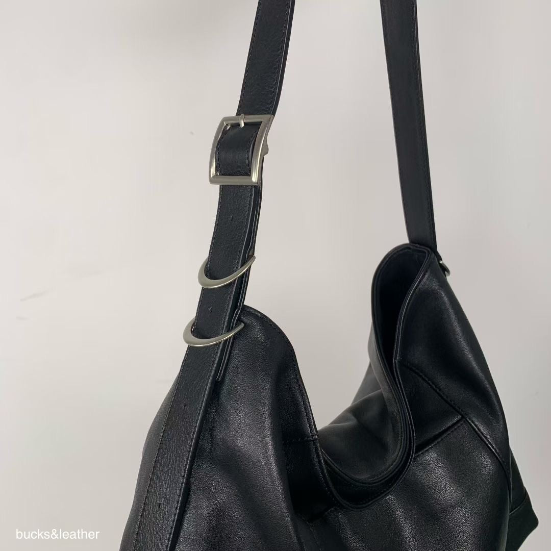 Korean APM Collection BUCKS&LEATHER Black Leather Bag (Preorder)