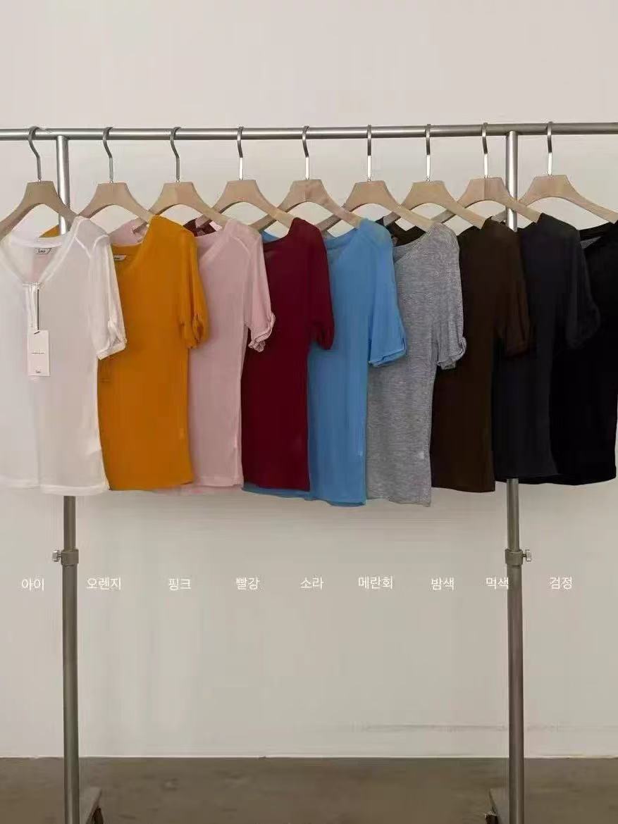 Korean APM Collection Sheer Button Henley Tee - 4 Colors (Instock)