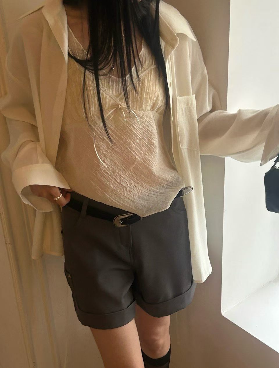Korean APM Collection Shirt&Inner Lace Blouse-2 Colors (Instock)