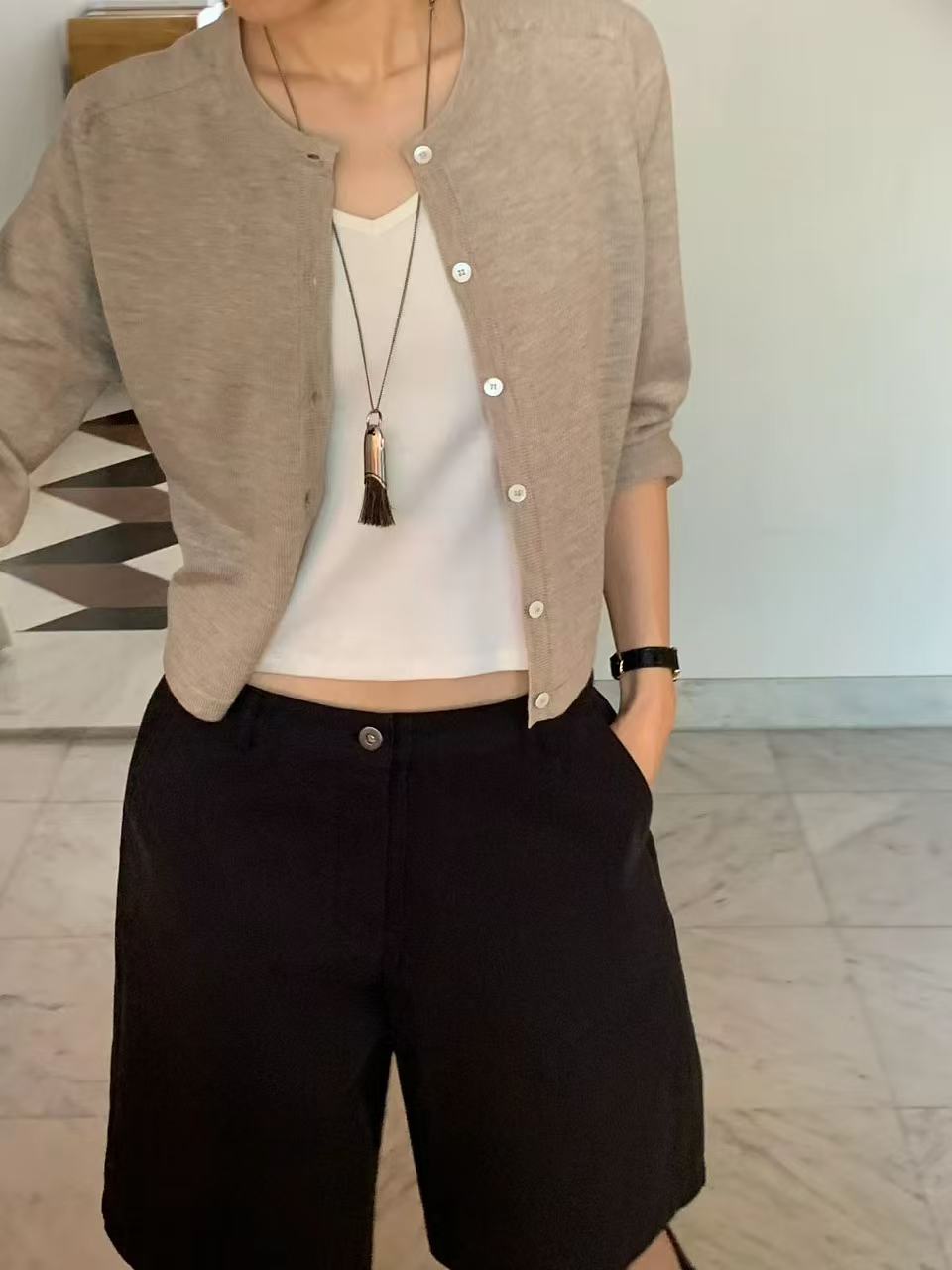 Korean APM Collection Ounce Wool & Silk-Blend Knit Cardigan - 4 Colors (Instock)