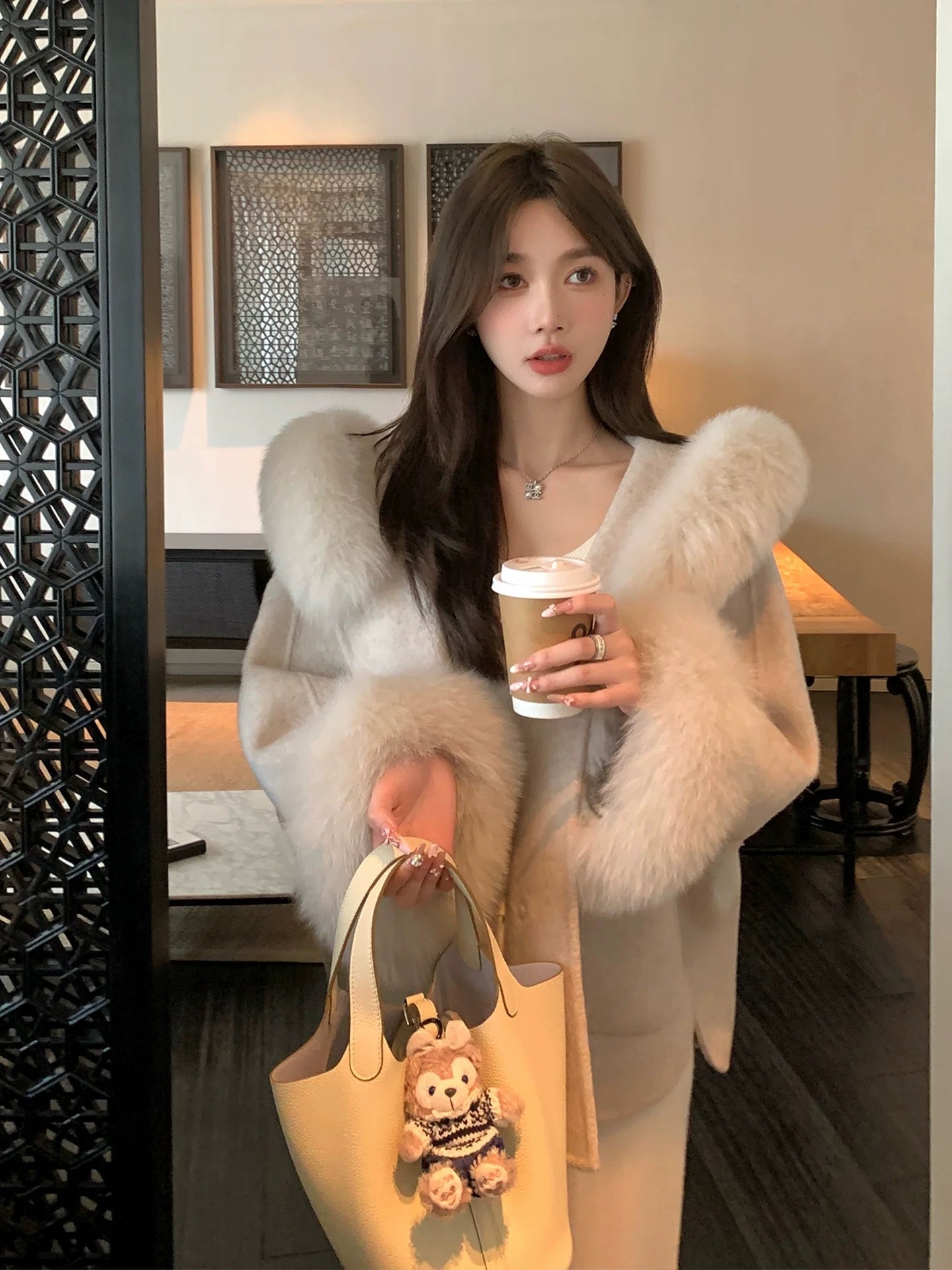 Kelly Designs Double-Faced Wool Coat with Fox Fur Collar & Cuffs (Instock)