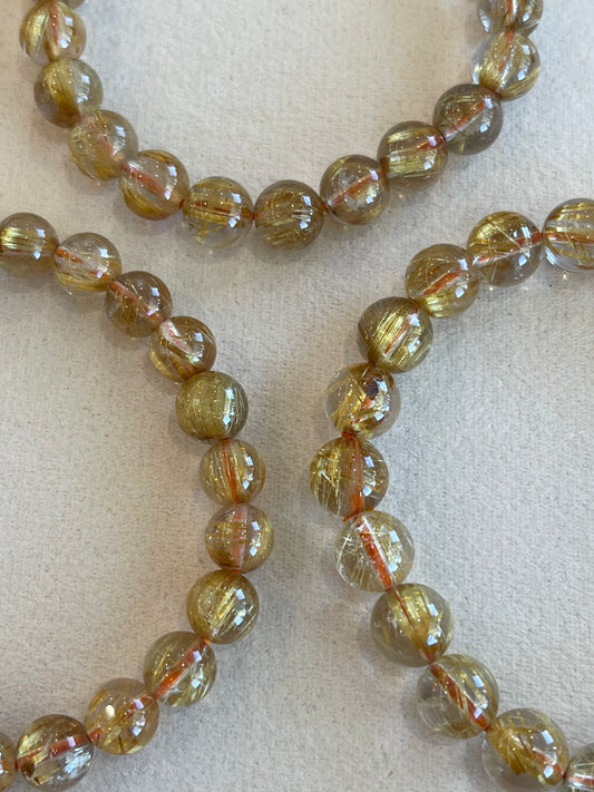 Kelly Designs Rutilated Quartz Natural Crystal Bracelet (Instock)