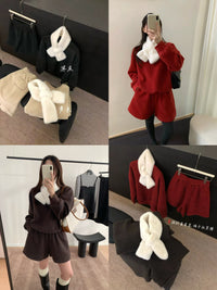 Kelly Designs Fleece Sweatshirt & Faux Fur Scarf 3-Piece Set (Instock)