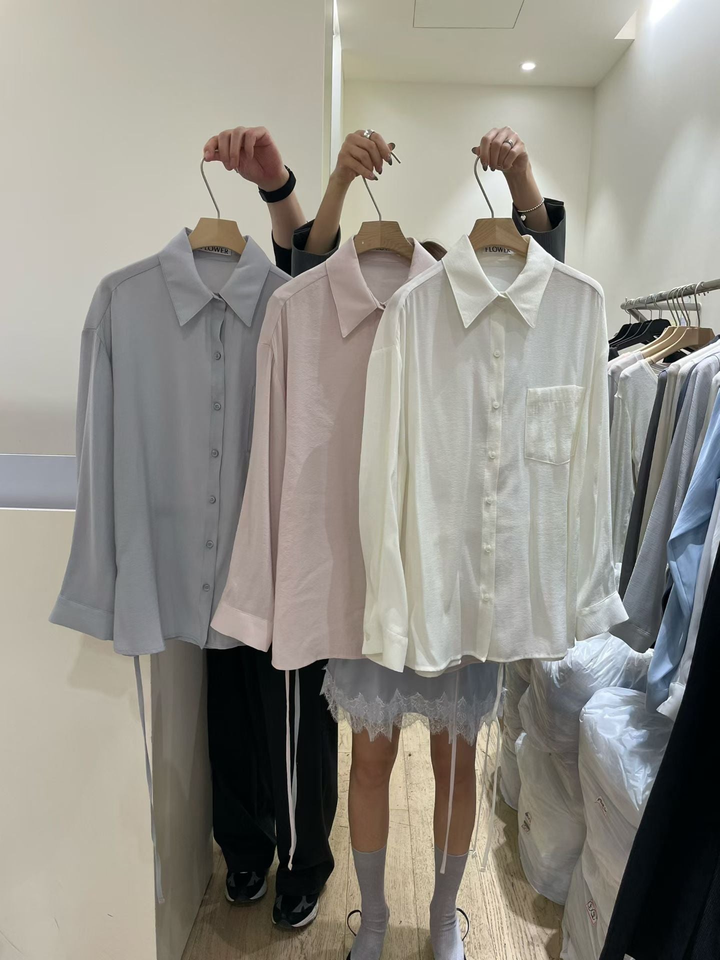 Korean APM Collection Shirt&Inner Lace Blouse-2 Colors (Instock)