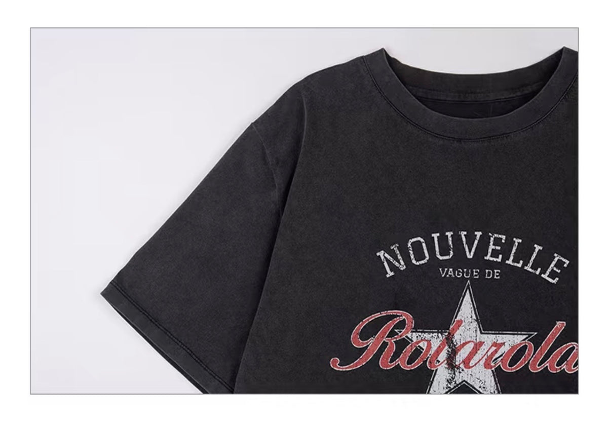 Rolarola Vintage Print Pigment Tshirt Charcoal (Instock)