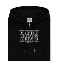 Marithe W Embroidery Classic Logo Crop Hoodie Zipup Black(Instock)
