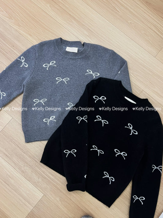 Kelly Designs Ribbons Raccoon Thick Grey Sweater (Instock)