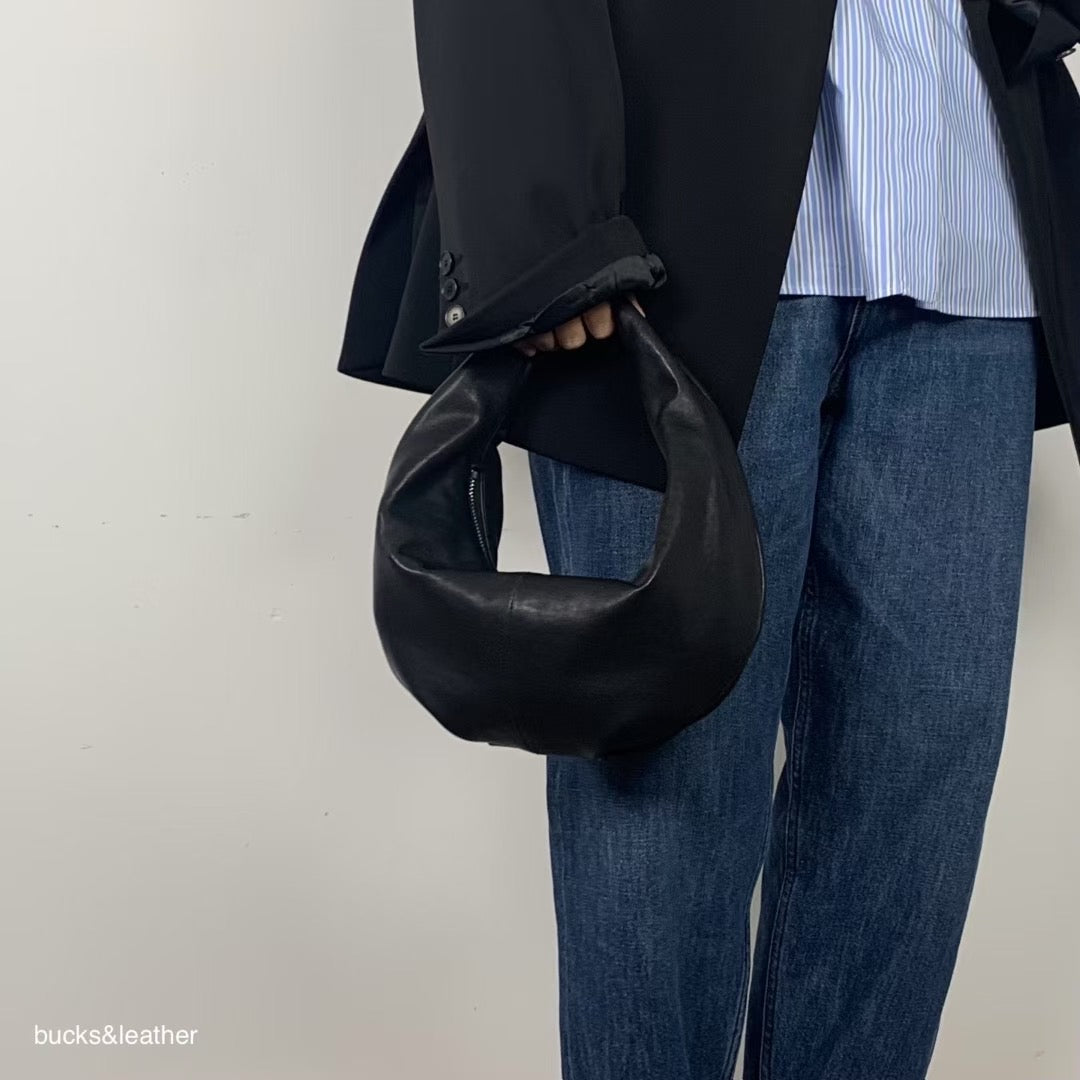 Korean APM Collection BUCKS&LEATHER Black Leather Bag (Instock)