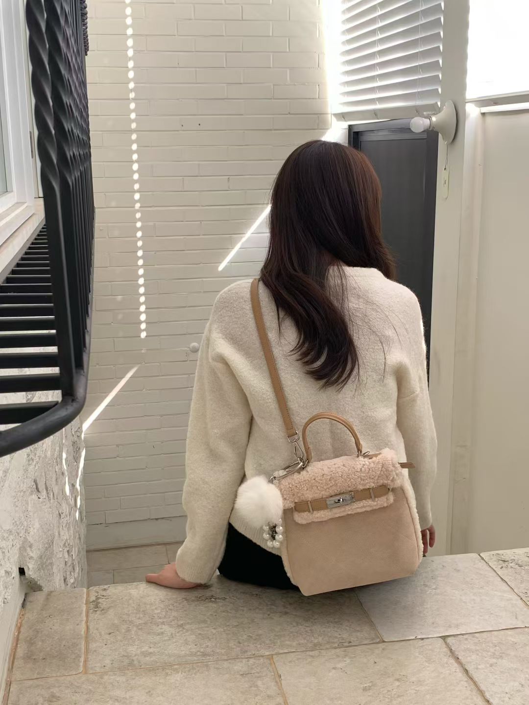 Korean APM Collection Stuffy Two Colors Leather Bag (Instock)