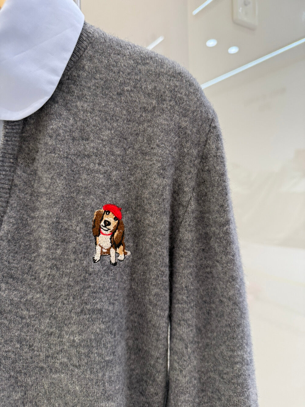 Kelly Designs Puppy Embroidery Wool Layered Fake 2pcs Sweater (Instock)