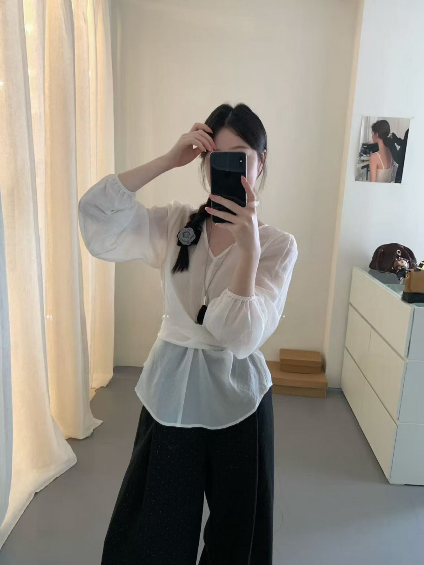 Kelly Designs White/Black Cross Band Blouse (Instock)